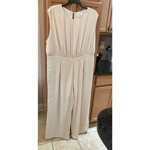 Andree By Unit. Beige Cinch Waist Jumpsuit With Pockets 1X